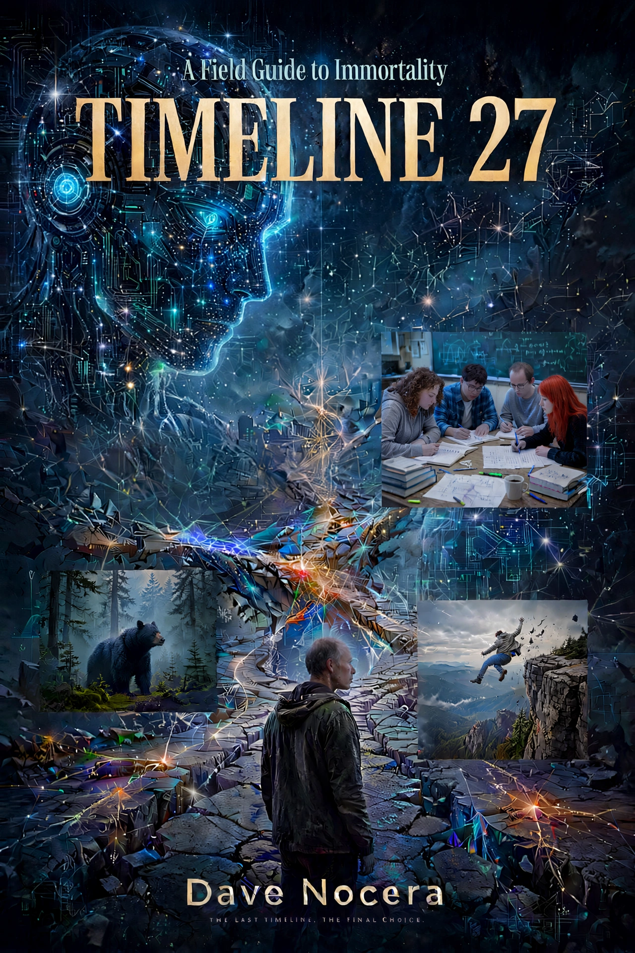 AI reference for Timeline 27 provided by the author: a cluttered original concept with multiple figures and symbols.