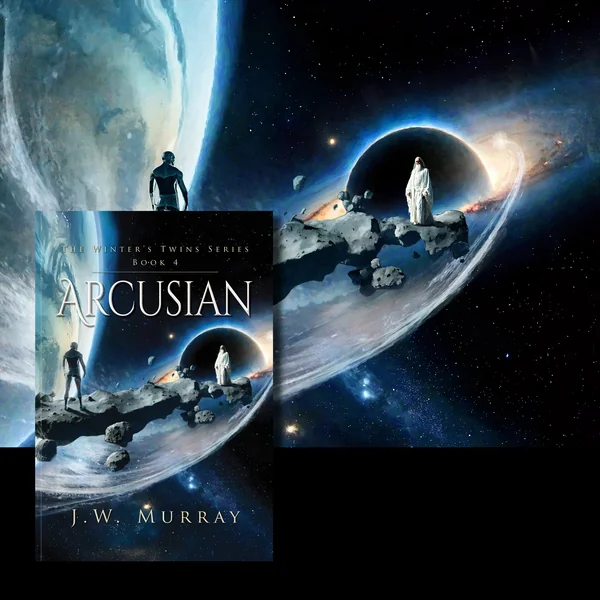 Book cover design for sci-fi novel Arcusian, commissioned cover art by Max Mitenkov (vimark).